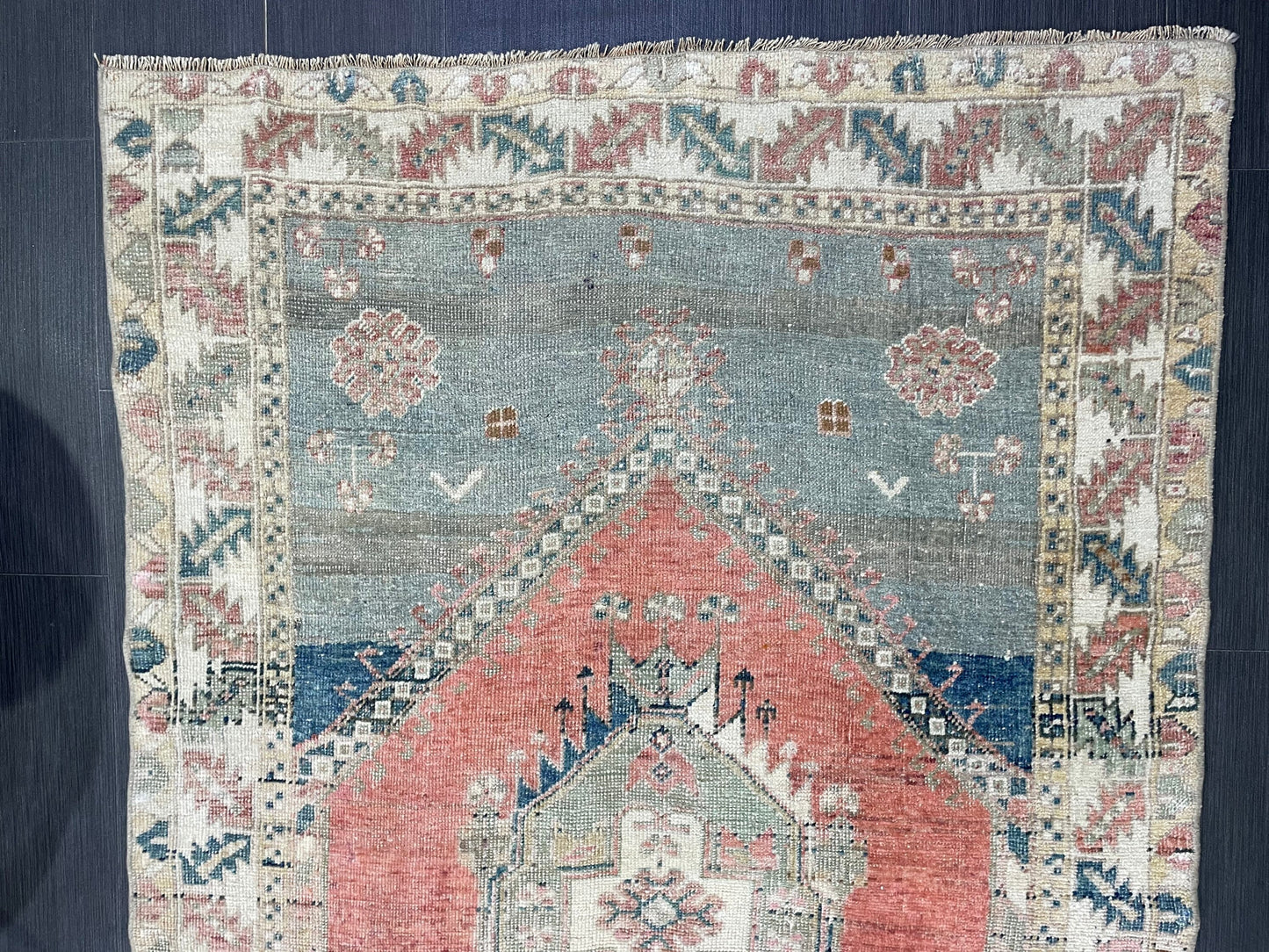 Hand Knotted Rug, Oushak Rug, Vintage 4 x 6.4 Rug Handmade Turkish Rug, Persian Rug, Vintage Rug, Wool Antique Rug