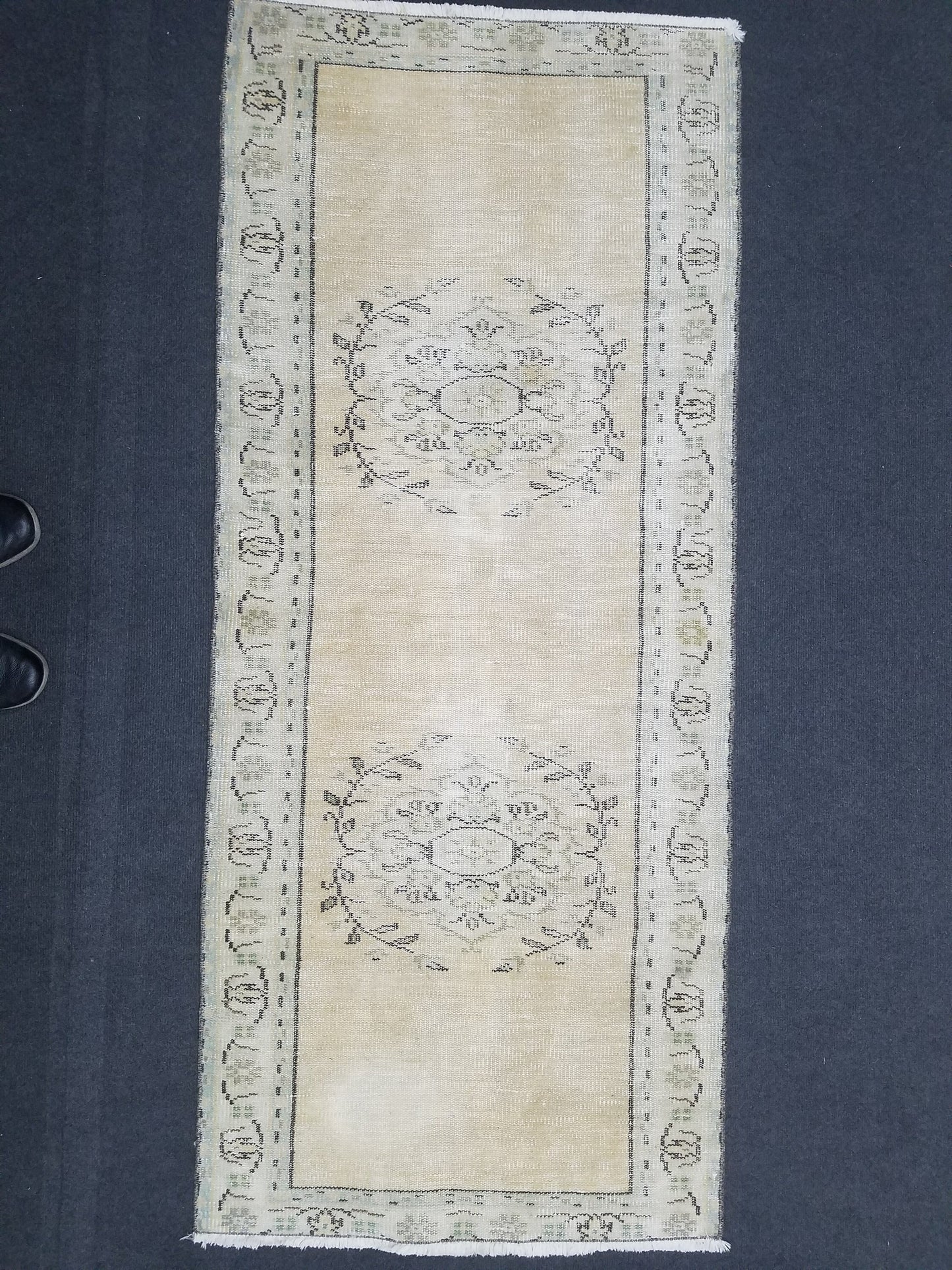 Distressed vintage runner rug, 2'6x5'10 oushak wool runner rug, rustic handmade rug, hand knotted runner rug,