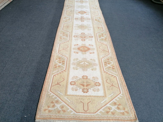 2.5x9.5 feet muted soft colors runner, turkish runner rug, vintage runner rug, hallway runner rug, kitchen runner rug, wool entryway runner