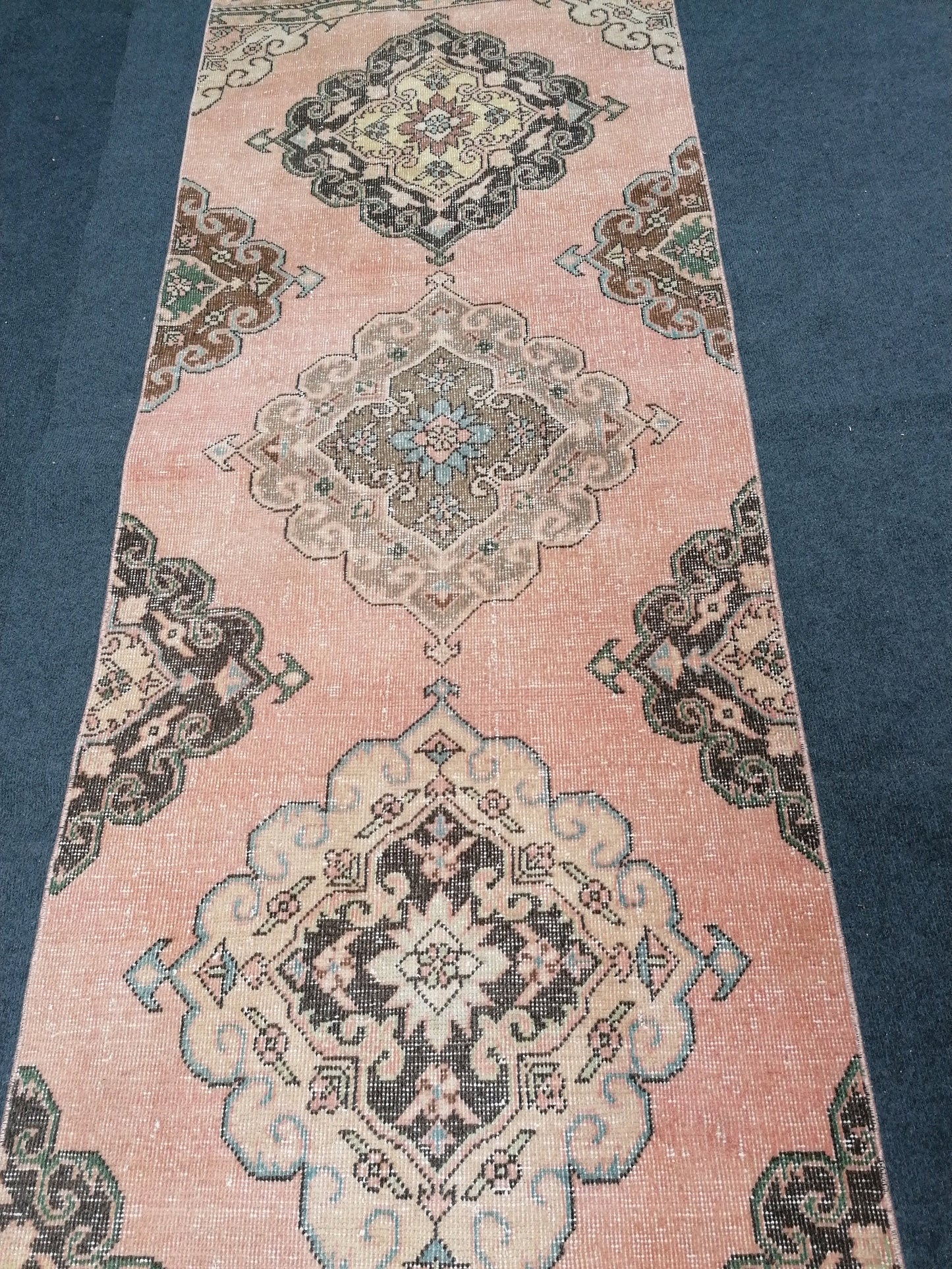 2'9x12'6 oushak turkish runner, vintage wool rug, hallway runner, vintage handmade runner, kitchen runner rug