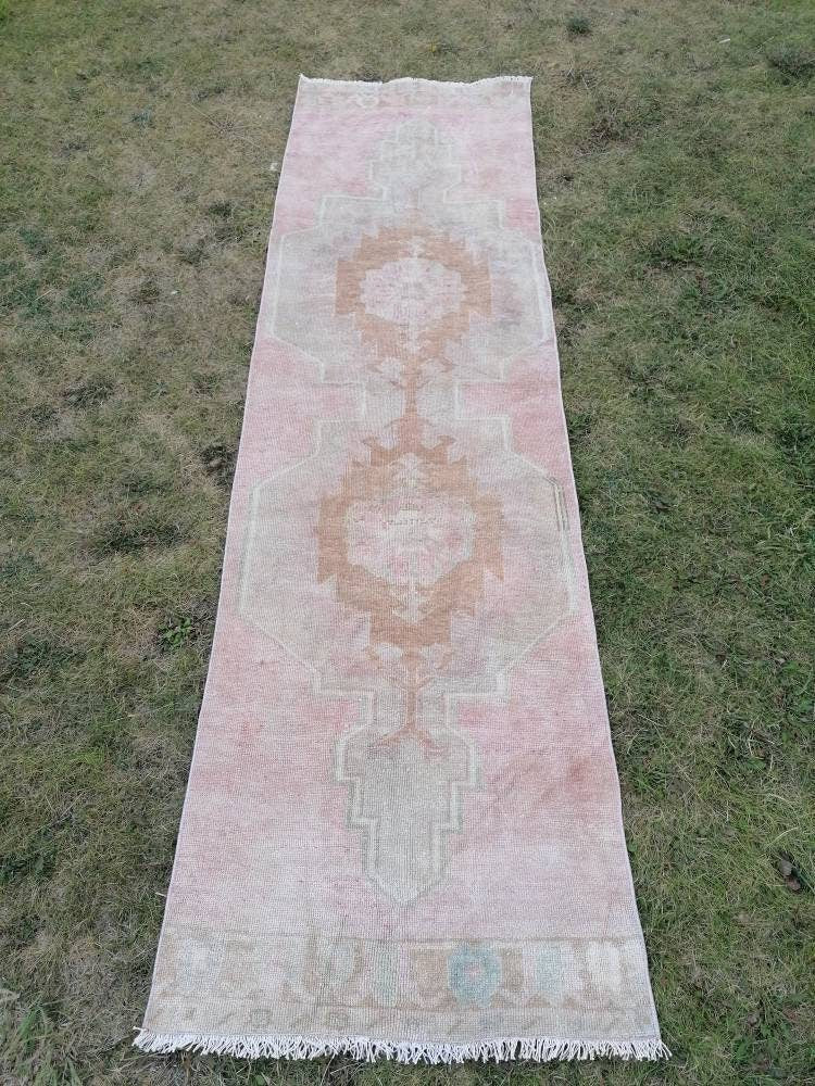 Muted runner rug vintage runner rug turkish runner 9.3 x 2.8 muted wool runner rug vintage oriental runner art runner rug
