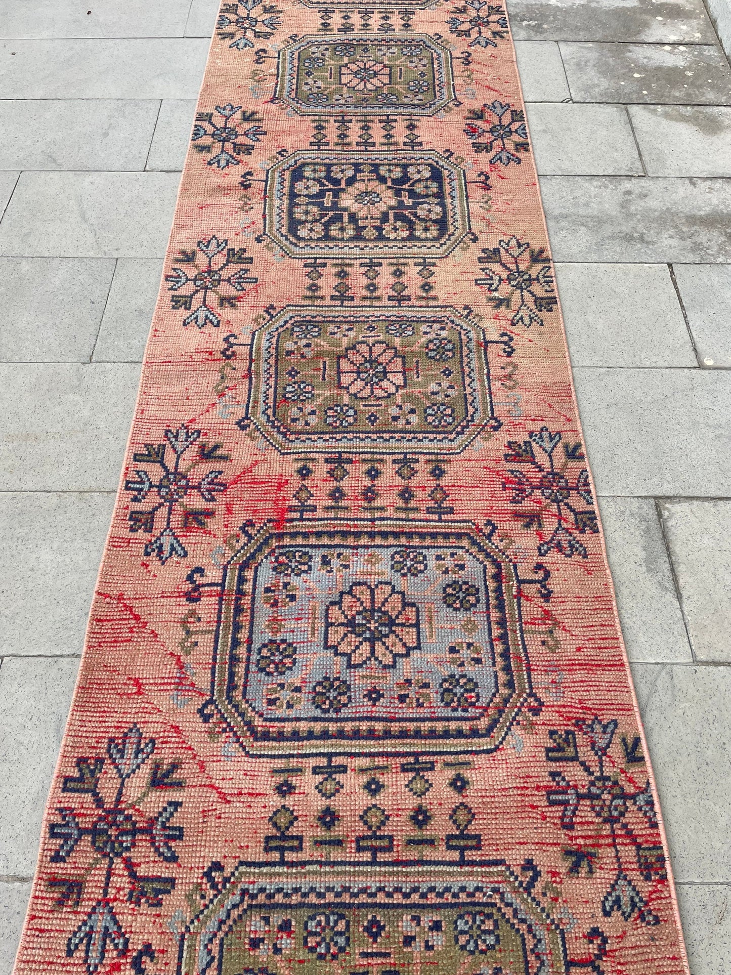 Wool Extra Long Turkish Runner Rug, Very Long Oushak Runner 2.7 x 17.4 ft Rug, Vintage Runner Rug, XL Handmade Runner Rug Staircase carpet