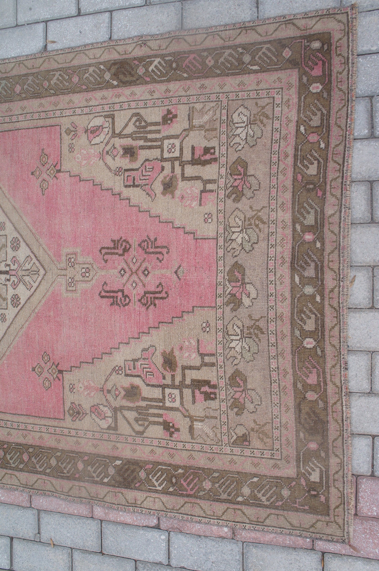 Pink Oushak Rug 4.3 x 7.3 Oushak Rug Turkish Area Rug Wool Rug Oriental Rug