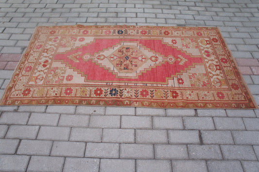 Vintage Turkish Rug, Turkish Rug, Oushak Rug, Bohemian rug, Hand Made Rug, Earth tones Rug, Wool rug, Kitchen Rug, Vintage Rug