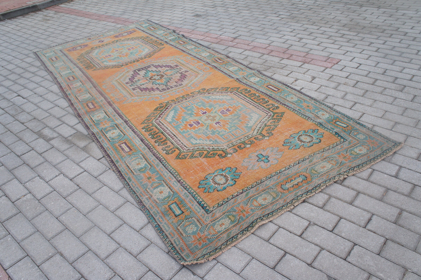 4.7 x 11.5 Vintage Runner Rug Turkish Runner Rug Oushak Runner rug Rustic Runner Rug Vintage Turkish Runner Oriental Runner