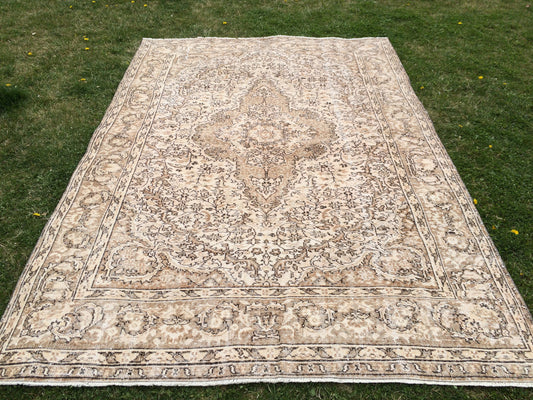 6.3 x 9.5 Vintage Oriental Large Area RUG, Turkish Rugs, Vintage Rug, Living Room Rug, Muted Persian Rug Muted Oushak Rug, Hand Knotted Rug
