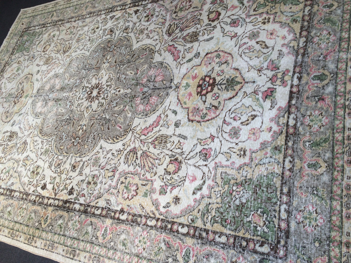 6.7 x 9.8 Turkish Oushak Rug Large Area Rug, Vintage Rug Oushak Rug 7 by 10 Muted Rug