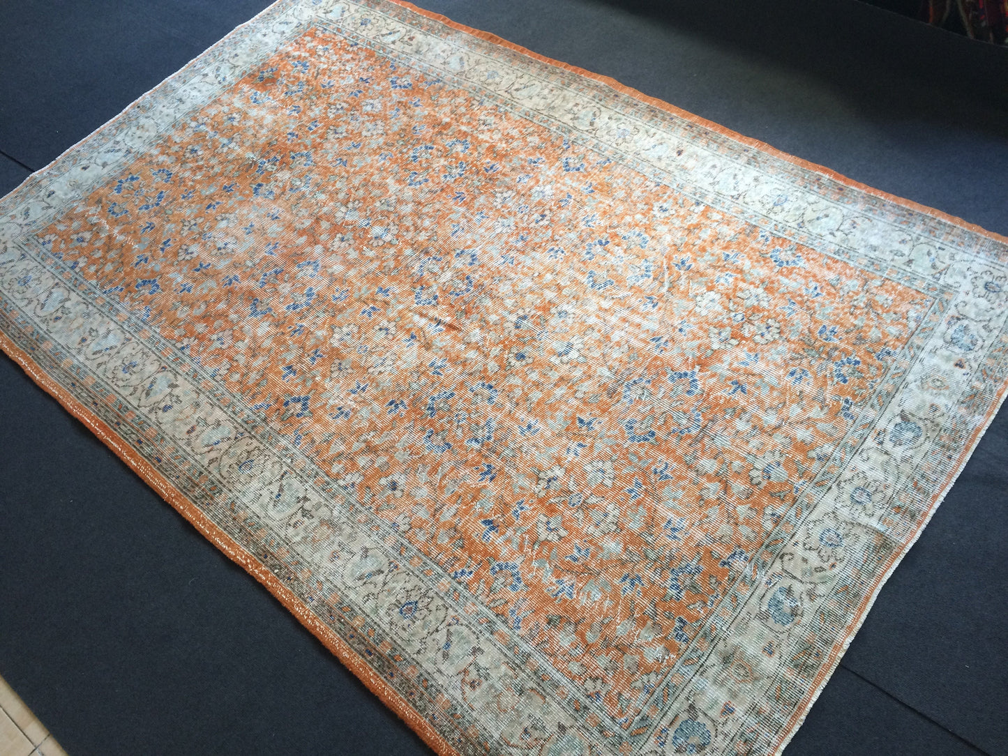 9.6 x 6.6 Burnt Orange Rug Vintage Rug Oushak Rug Turkish Rug Wool Rug Hand Made Rugs