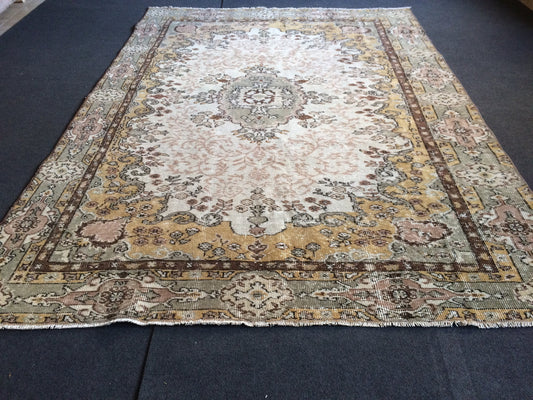 6x8 Oushak Rug, Bohemian Rug, Living Room Rug, Turkish Oushak Rug, Hand woven Rug, Weaving Rug, Vintage Flooring
