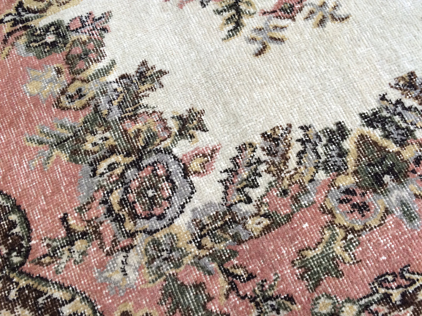 Vintage Pink Rug,4x7 Turkish Rugs Bohemian Rug, Wool Oushak Rug, Pink Oushak Rug,Hand woven Rug,Weaving Rug