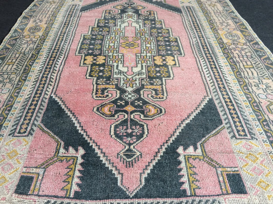 WOOL RUGS Turkish Area Rug 6.8x4 Pink Vintage Rug Hand Made 4x7 Oushak Rug Distressed Colors Rug Earth Tones Rug Wool Pile Rug Rustic Rug