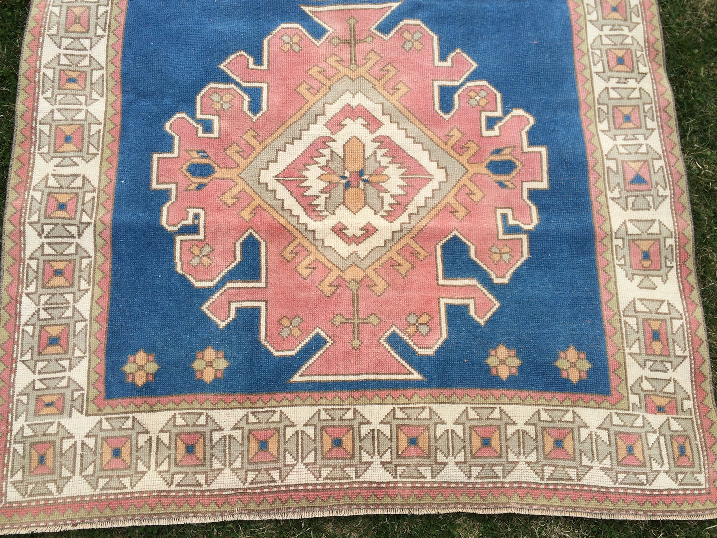 Large Area BLUE BOHEMIAN Rug, Unique Motif Rug, Oushak RugS, Oushak antique Rug, Hand woven Rug, Weaving Rug, High Quality Rug, Kitchen Rug