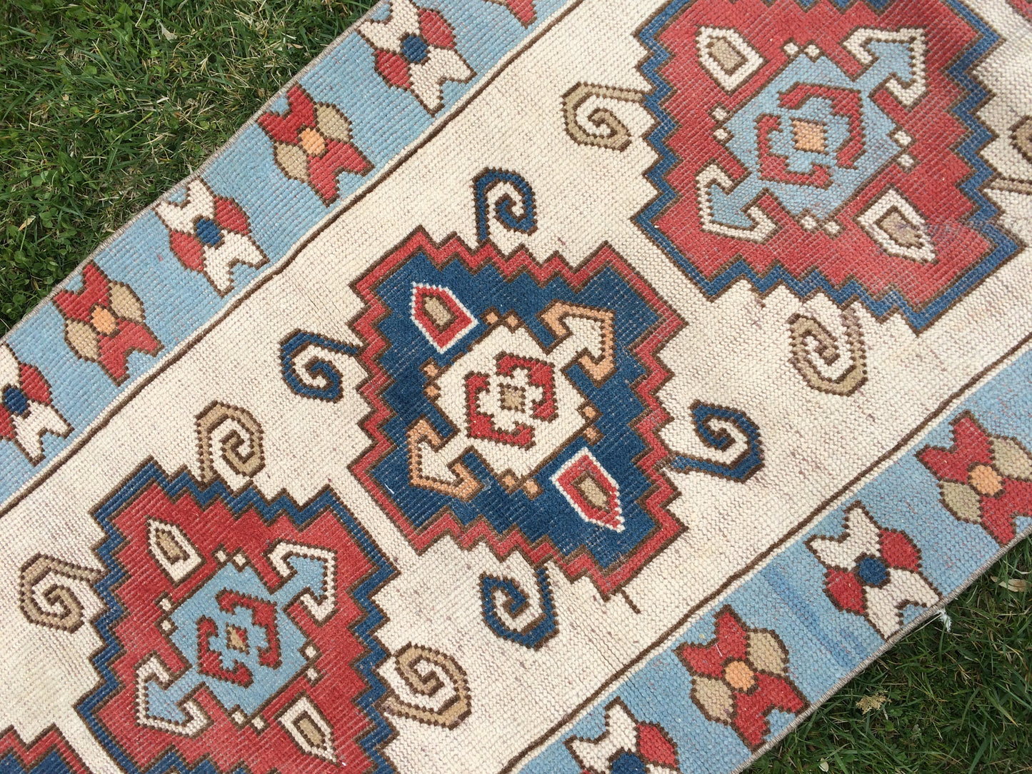 BLUE oushak Rug Turkish Runner Rug 8.4 x 2.7 Runner Rug Vintage Runner RugsOushak Runner Rug Earth Tones Rugs Rustic Runner Rug
