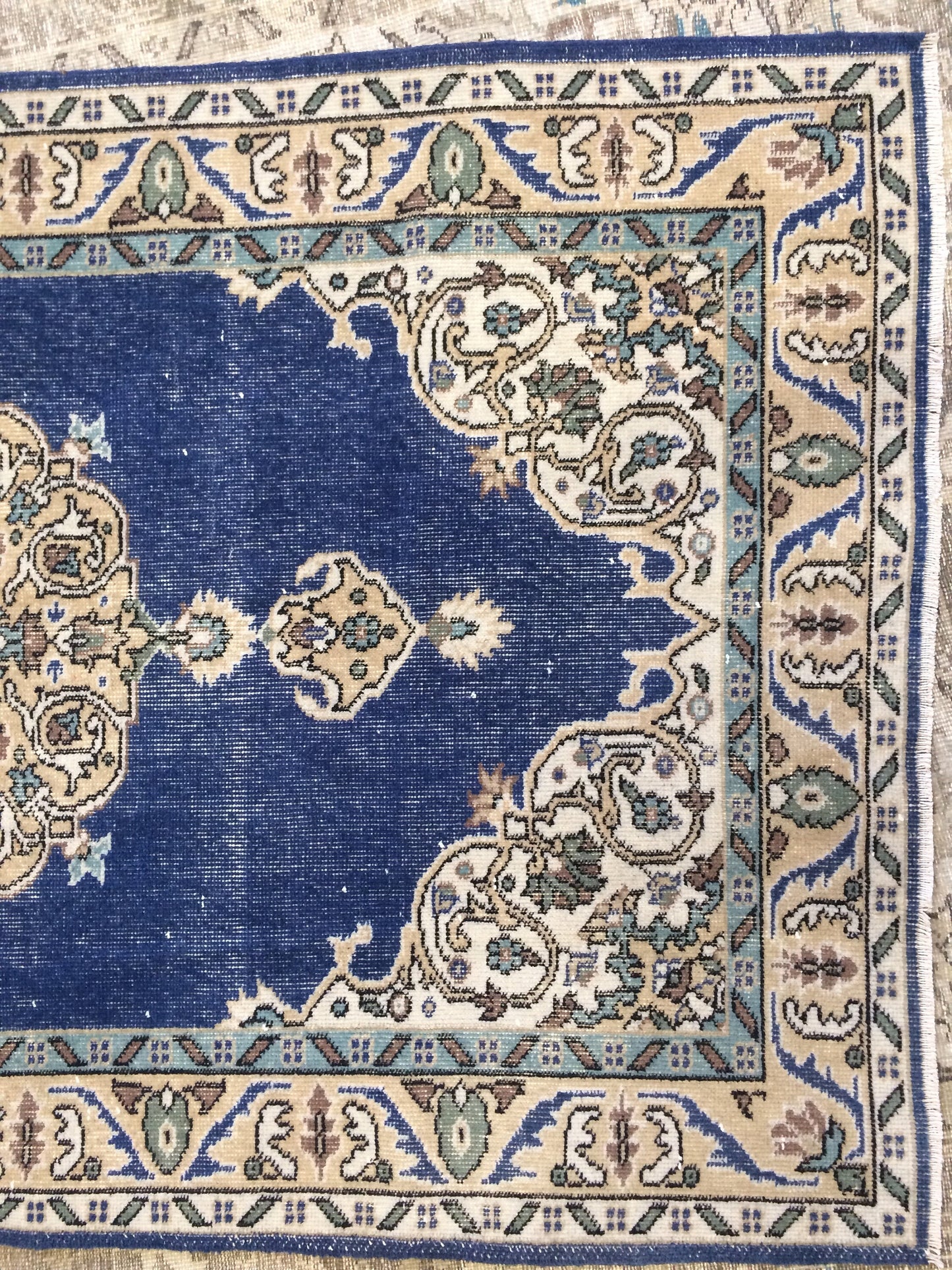 Oushak Rug 4 x 7 Turkish Rug Vintage Rug Hand Made Rug 7x4 wool rug Oriental Rug Blue living room rug