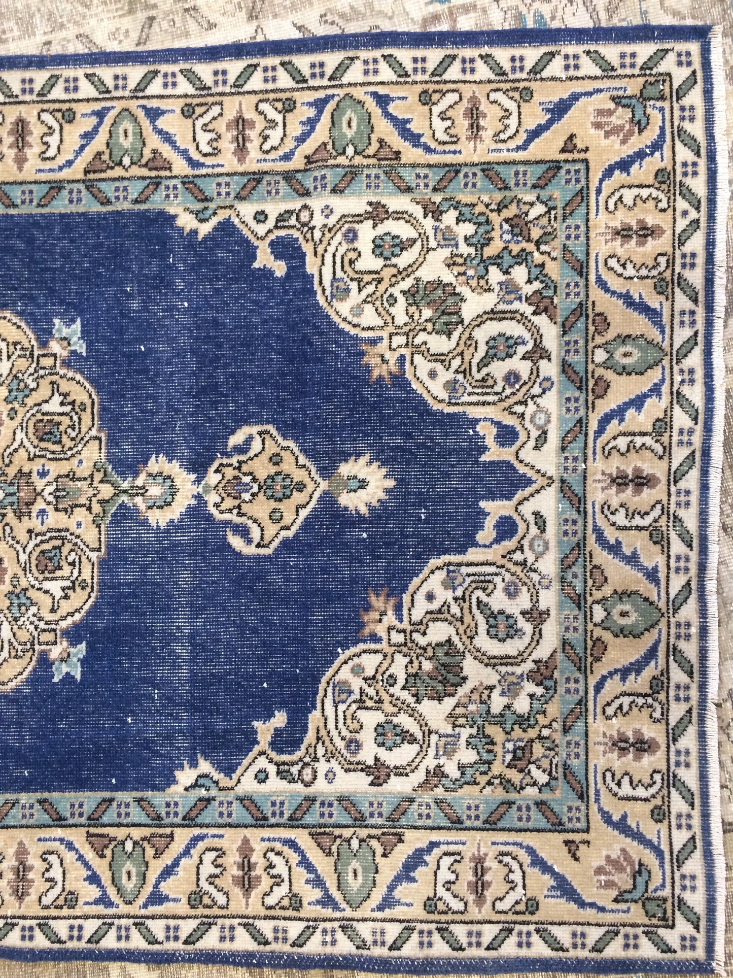 Oushak Rug 4 x 7 Turkish Rug Vintage Rug Hand Made Rug 7x4 wool rug Oriental Rug Blue living room rug