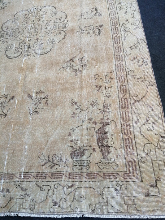 6 x 9.3 Large Area OUSHAK RUG TURKISH Oushak Rug Vintage Rug Vintage Rug Wool 6x9 Rug Hand Made Rugs Vintage Turkish Rug Muted Oriental rug