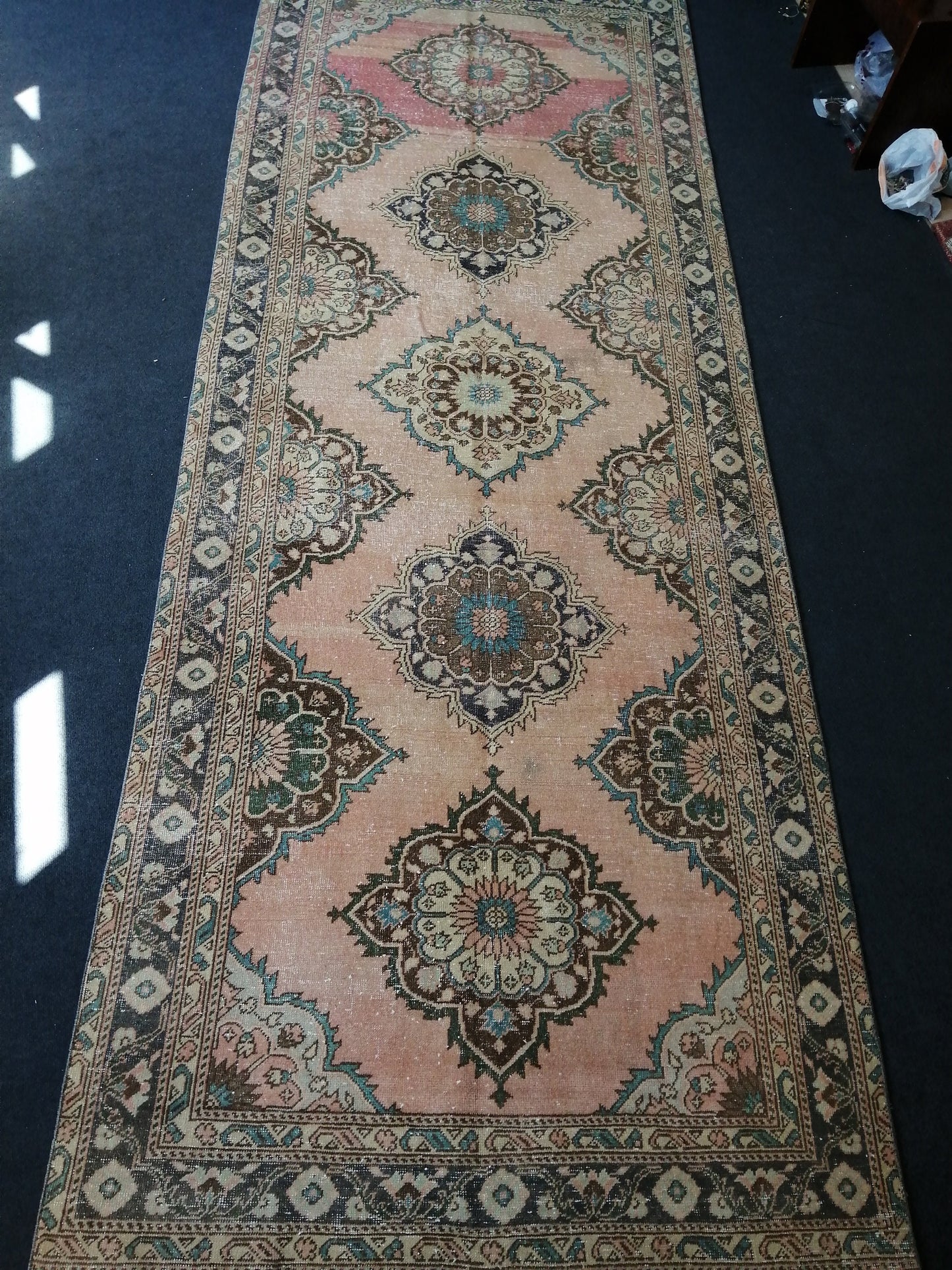 4.8 x 12.6 Oushak Runner Rug Turkish Runner Rug Vintage Runner Rug Hallway Runner Rug Kitchen Runner Rug Wool Runner Rug Wool Oriental Rug