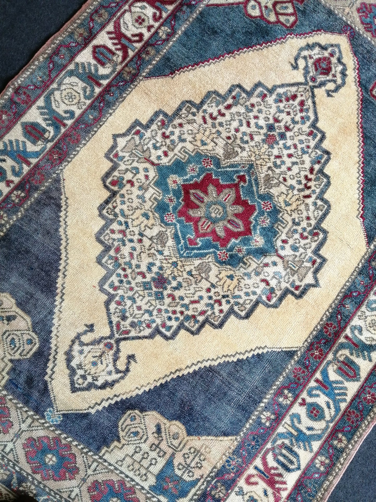 4.6 x 7 OUSHAK RUG TURKISH Rug Vintage Rug Wool Hand Made Rugs Vintage Turkish Rug