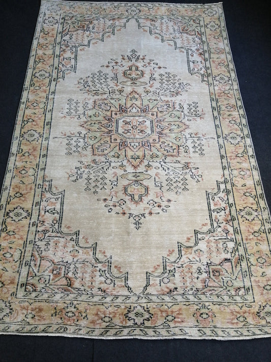 HandMade 6.2 x 10 Rug, Oushak Rug, Rustic Rug, Light Green Rug Hand Knotted Rug Turkish Rug, Farmhouse Rug, Vintage Rug, Wool rug
