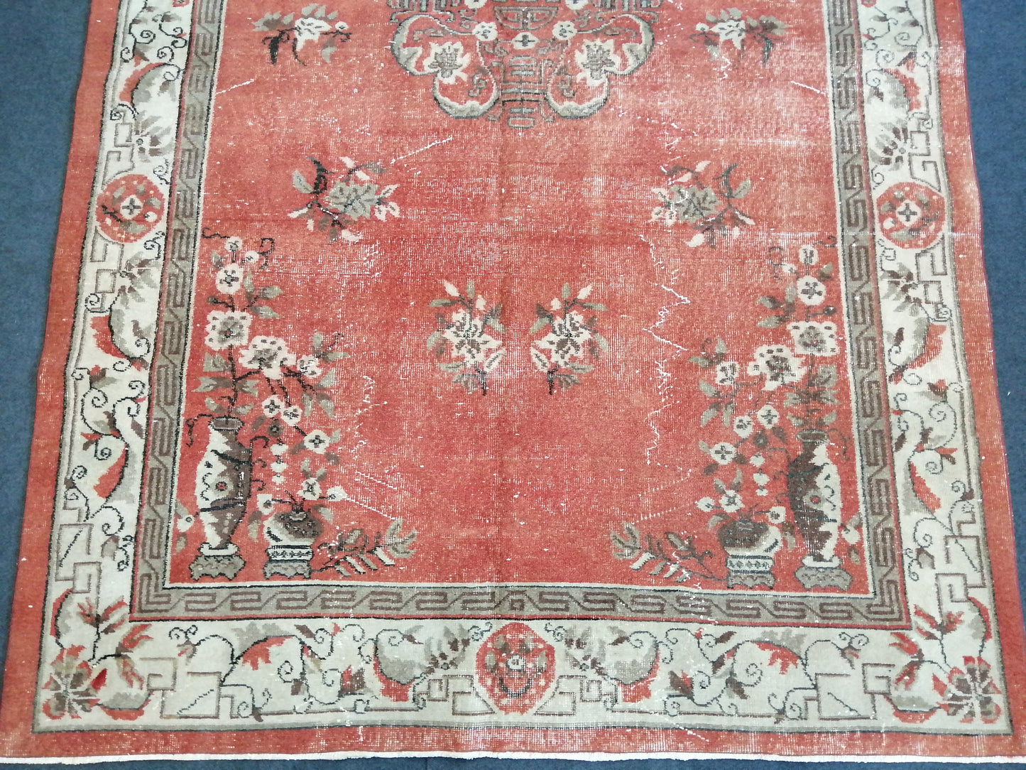 6.8 x 10.3 Vintage Rugs TURKISH HAND MADE Rugs Vintage Turkish Rugs Oushak Rug Turkish Oushak Rug, Vintage 7x10 Rug, Soft Wool Rug