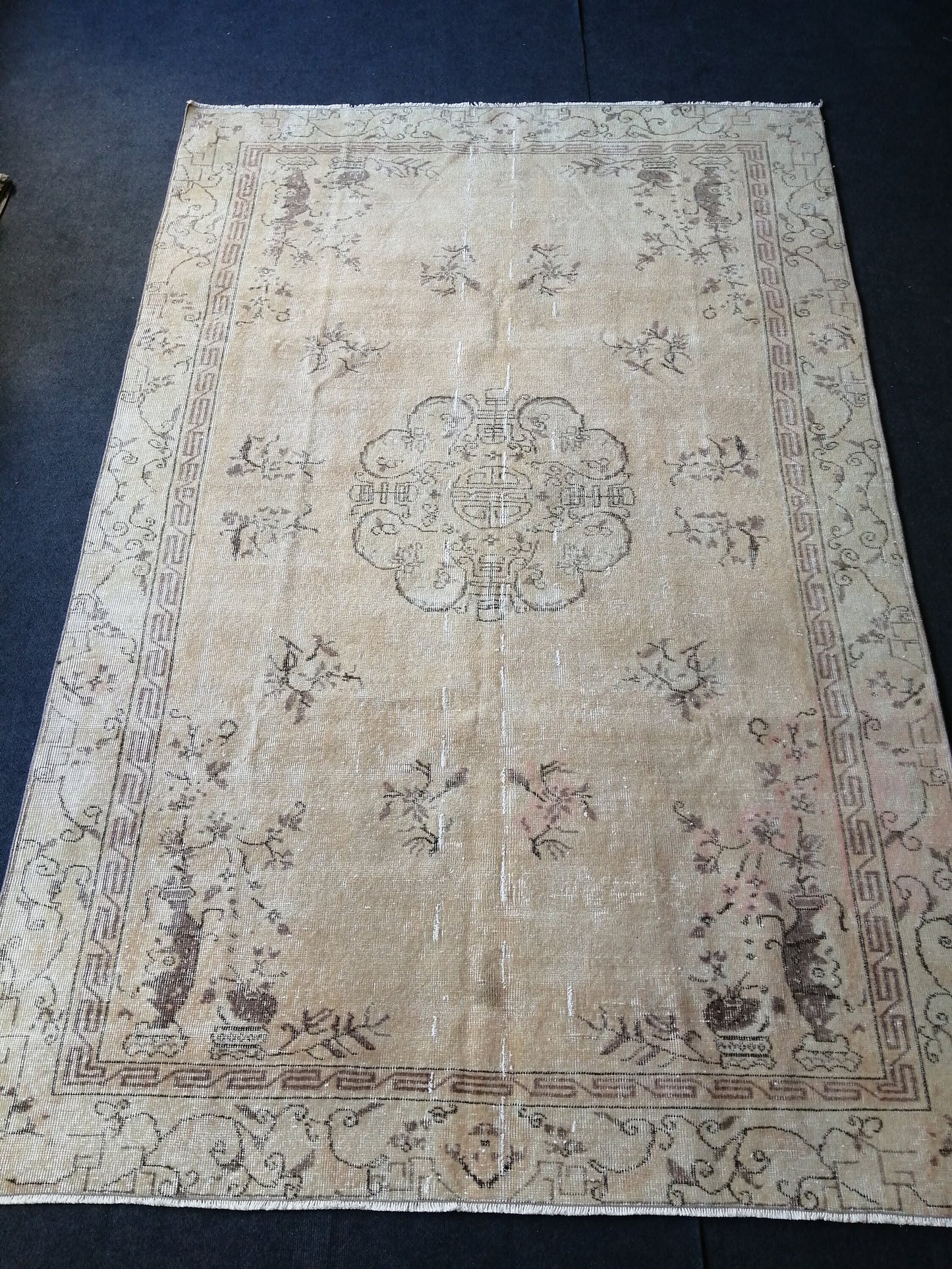 6 x 9.3 Large Area OUSHAK RUG TURKISH Oushak Rug Vintage Rug Vintage Rug Wool 6x9 Rug Hand Made Rugs Vintage Turkish Rug Muted Oriental rug