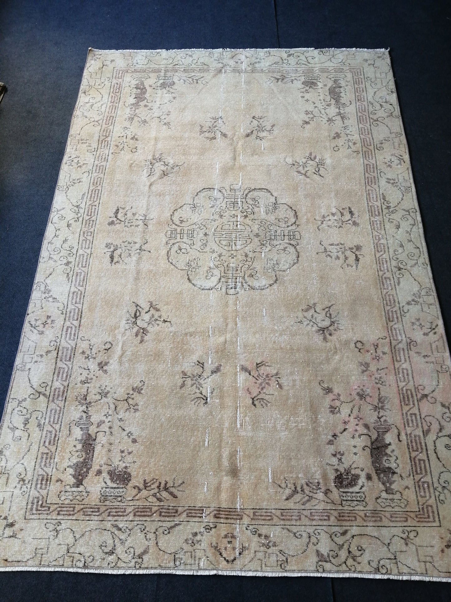 6 x 9.3 Large Area OUSHAK RUG TURKISH Oushak Rug Vintage Rug Vintage Rug Wool 6x9 Rug Hand Made Rugs Vintage Turkish Rug Muted Oriental rug
