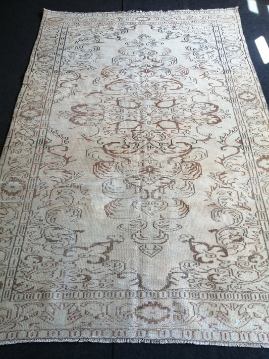 Muted Vintage Rug TURKISH HAND MADE Rug 6x9 Vintage Turkish Rugs Oushak Rug Oriental Rug, Turkish Oushak Rug, Vintage Rug, Wool Rug
