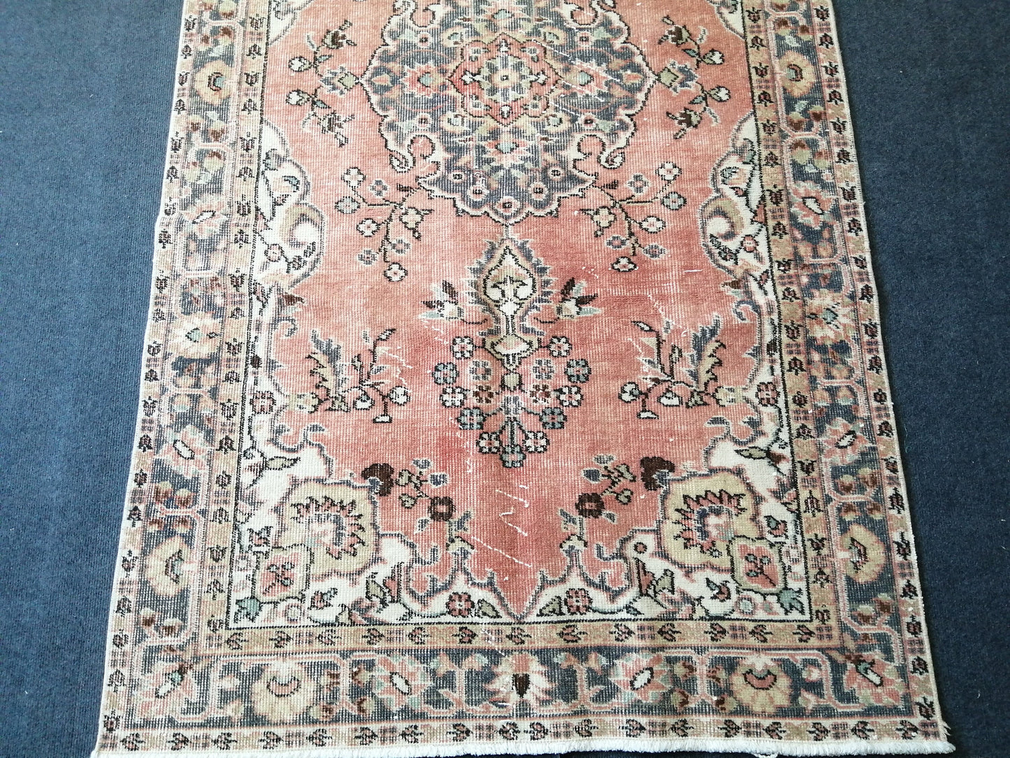 7 X 3.8 Turkish Rug Hand Made Rug Vintage Rug, Hand Made Oushak Rug, WOOL RUG
