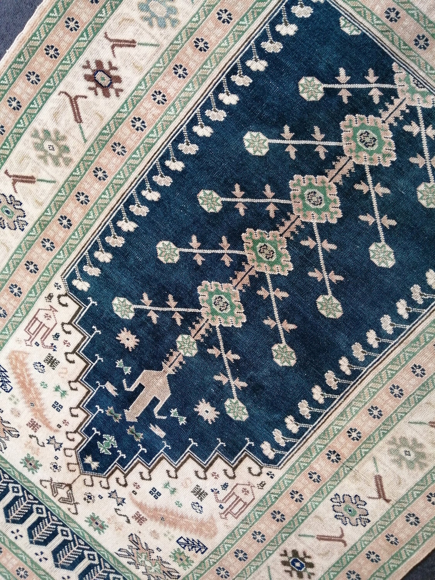 BLUE Rug 4.8 x 6.8 Hand Made Rug, Oushak Rug, QUALITY Rug, Turkish Rug, Farmhouse Rug, Vintage Rug, Wool rug