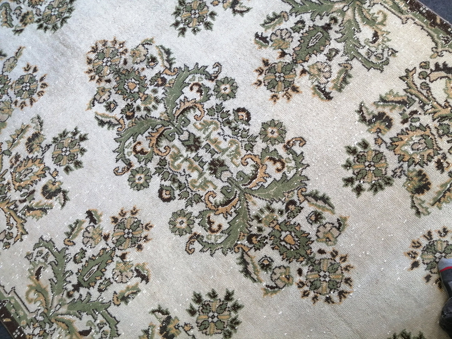 10 x 6.6 Green OUSHAK RUG TURKISH Wool Rug Hand Made Rugs Vintage Turkish Rug