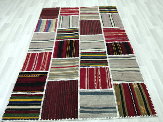 Patchwork Flatwoven Rugs, Hand Made Rug, Oushak Rug, Rustic Rug, Bohemian Rug, Rug Runner, Turkish Rug, Farmhouse Rug, Vintage Rug, Wool rug