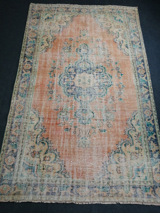 6 x 9.6 Large OUSHAK RUG TURKISH Oushak Rug Vintage Oushak Runner Rug 6 by 10 Muted Vintage Rug Wool Oushak Rug Hand Made Rugs