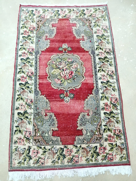 4.6 x 7.6 Floral OUSHAK RUG TURKISH Oushak Rug Vintage Oushak Runner Rug Vintage Runner Rug Wool Oushak Rug Hand Made Rugs Vintage Rug