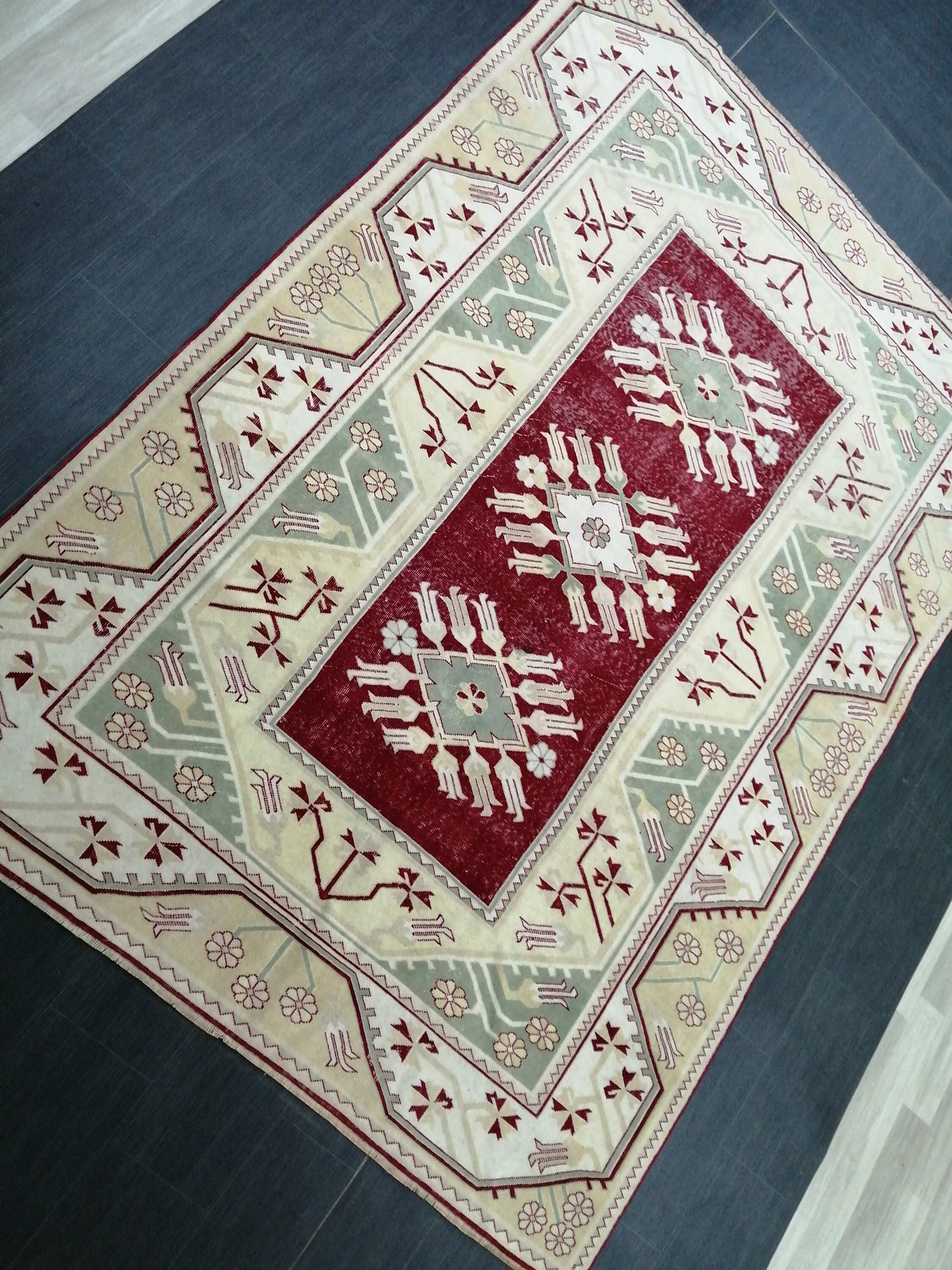 9.3 x 6.5 OUSHAK RUG TURKISH Oushak Rug Vintage Wool Rug Hand Made Rugs Vintage Turkish Rug