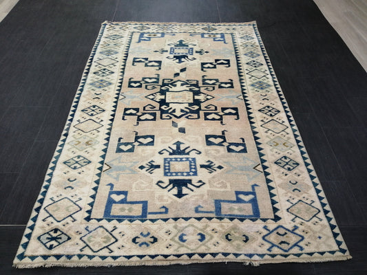 6.8 x 4.4 OUSHAK RUG Vintage Runner Rug Wool Oushak Rug Hand Made Rugs Vintage Turkish Rug