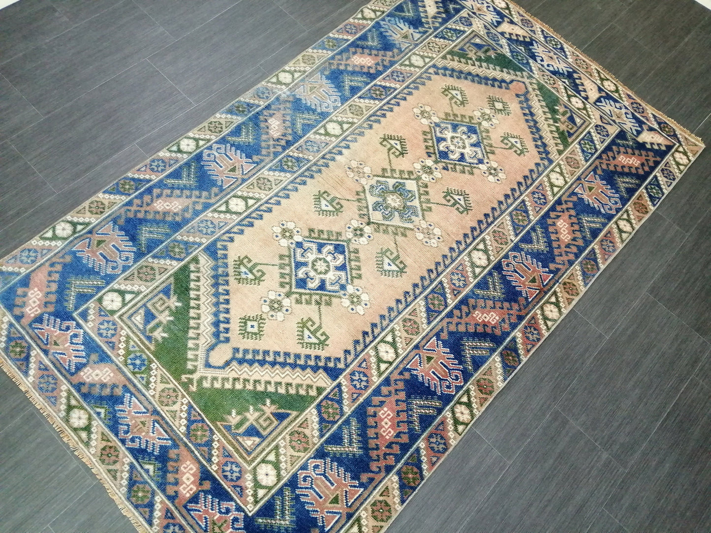 7 x 4 Blue Rugs, Hand Made Rug, Navy Oushak Rug, Rustic Rug, Bohemian Rug, Rug Runner, Turkish Rug, Farmhouse Rug, Vintage Rug, Wool rug