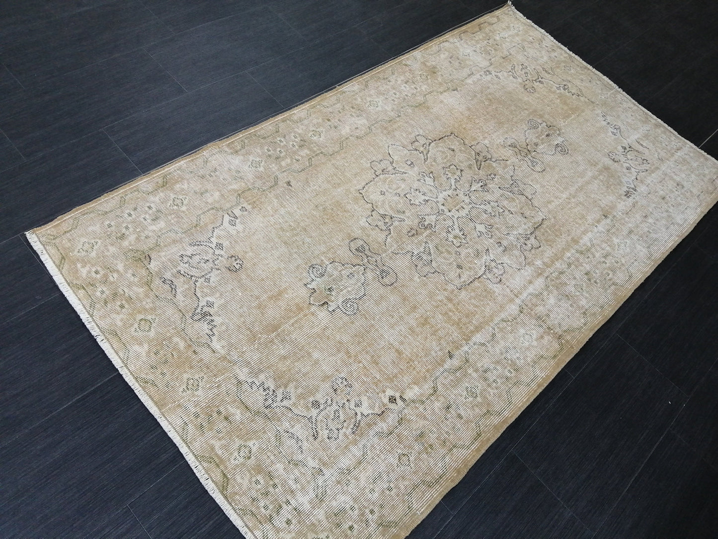 3.6 X 6.5 Neutral Rugs, Hand Made Rug, Neutral Oushak Rug, Rustic Turkish Rug, Farmhouse Rug, Vintage Rug, Wool rug