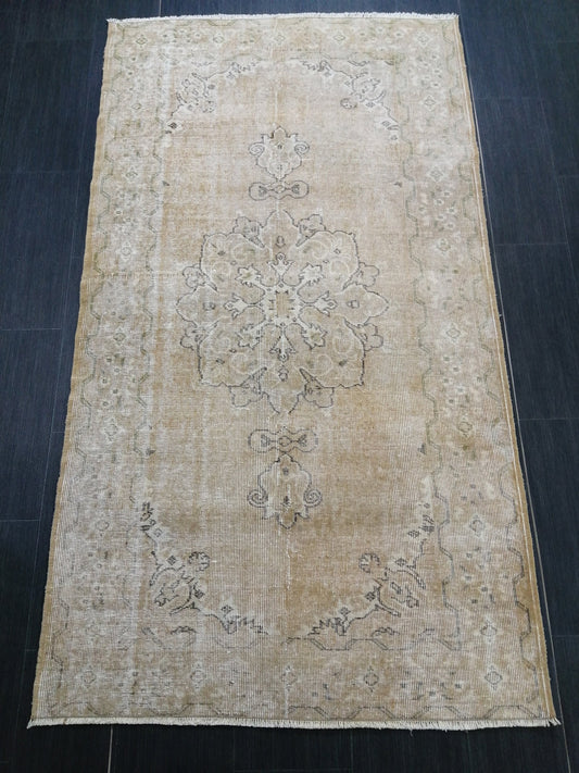 3.6 X 6.5 Neutral Rugs, Hand Made Rug, Neutral Oushak Rug, Rustic Turkish Rug, Farmhouse Rug, Vintage Rug, Wool rug