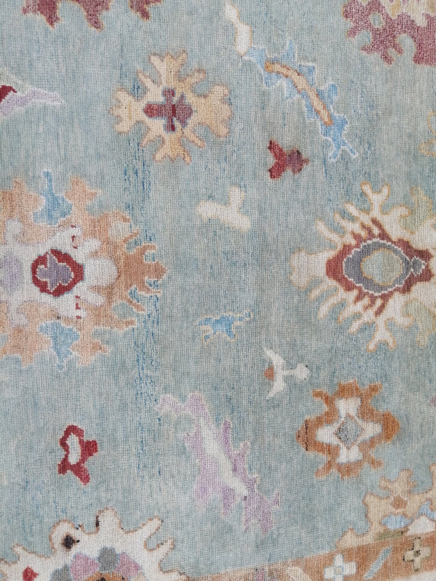 9.6 x 11.9 Blue OUSHAK RUG, TURKISH Oushak Rug, Vintage Oushak Rug, Blue Wool Oushak Rug Hand Made Rugs, Made In Turkey Oriental 10x12 rug
