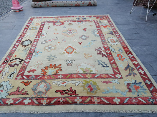 12 x 9 OUSHAK RUG, TURKISH Oushak Rug, Vintage Oushak Rug, Rug, Wool Oushak Rug Hand Made Rugs, Made In Turkey 9x12 Oushak Rug