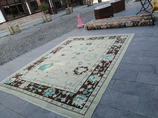 11.4 X 8.9 OUSHAK RUG, TURKISH Oushak Rug, Vintage Oushak Rug, Rug,Wool 9x11 Oushak Rug Hand Made Rugs, Made In Turkey Oushak Rug 9x12 8x11
