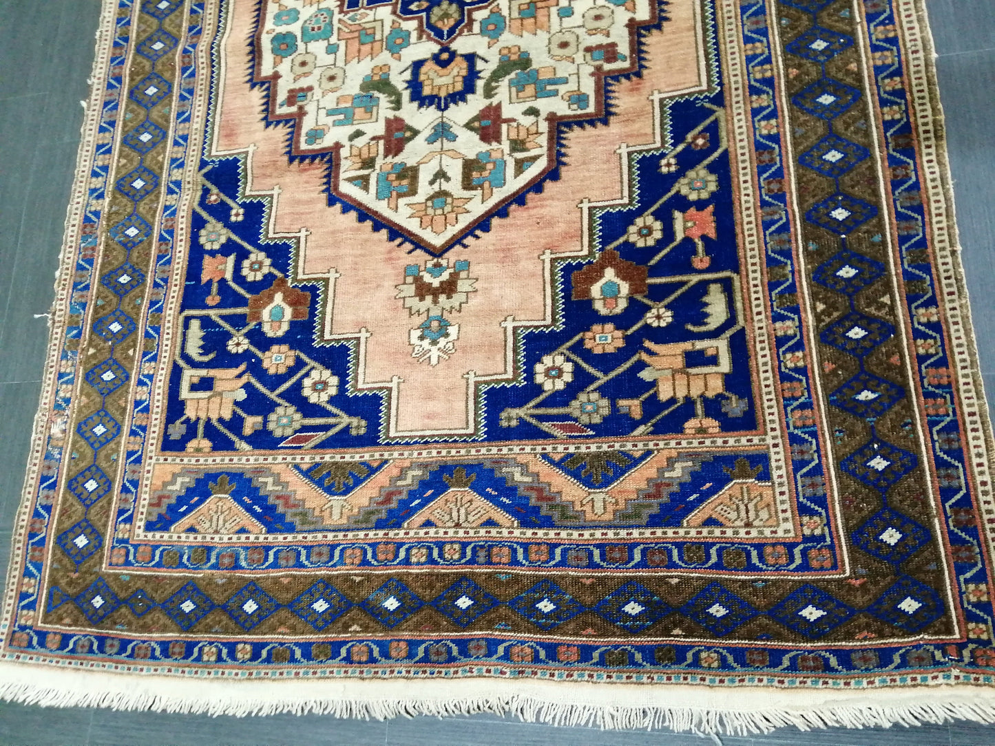 9.5 x 5 OUSHAK RUG Navy Blue TURKISH Wool Oushak Rug Hand Made Rugs Turkish Rug