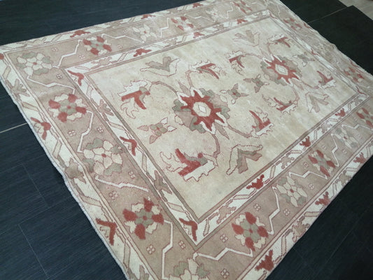 5.9 X 8.6 Wool Oushak Rug Hand Made Rugs Vintage Turkish Rug