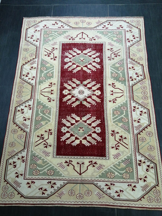 9.3 x 6.5 OUSHAK RUG TURKISH Oushak Rug Vintage Wool Rug Hand Made Rugs Vintage Turkish Rug