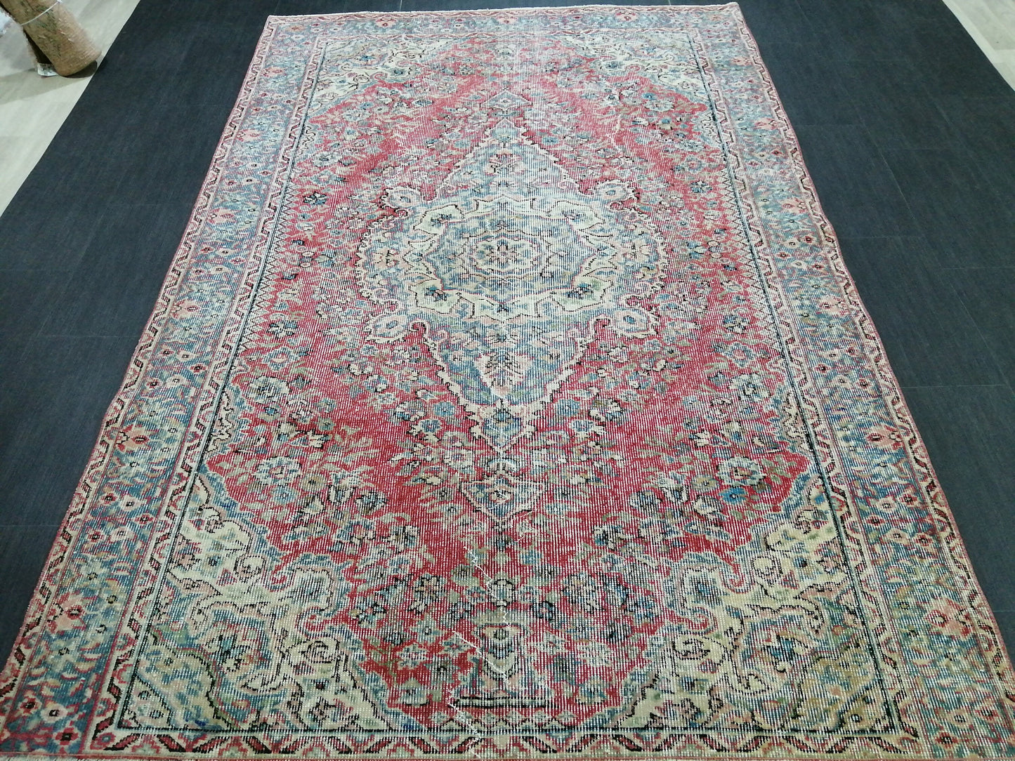 5.3 x 8.3 OUSHAK RUG TURKISH Oushak Rug Vintage Oriental Rug Wool Rug Hand Made Rug