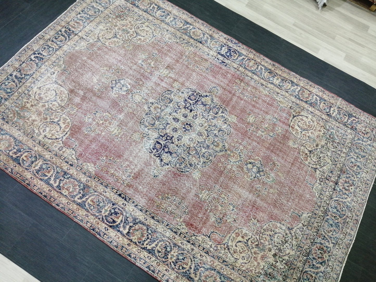 7x10 Vintage RUG TURKISH Rug Vintage Oushak Rug Vintage Oriental Rug Wool Oushak Rug Hand Made Rugs Vintage Turkish Rug