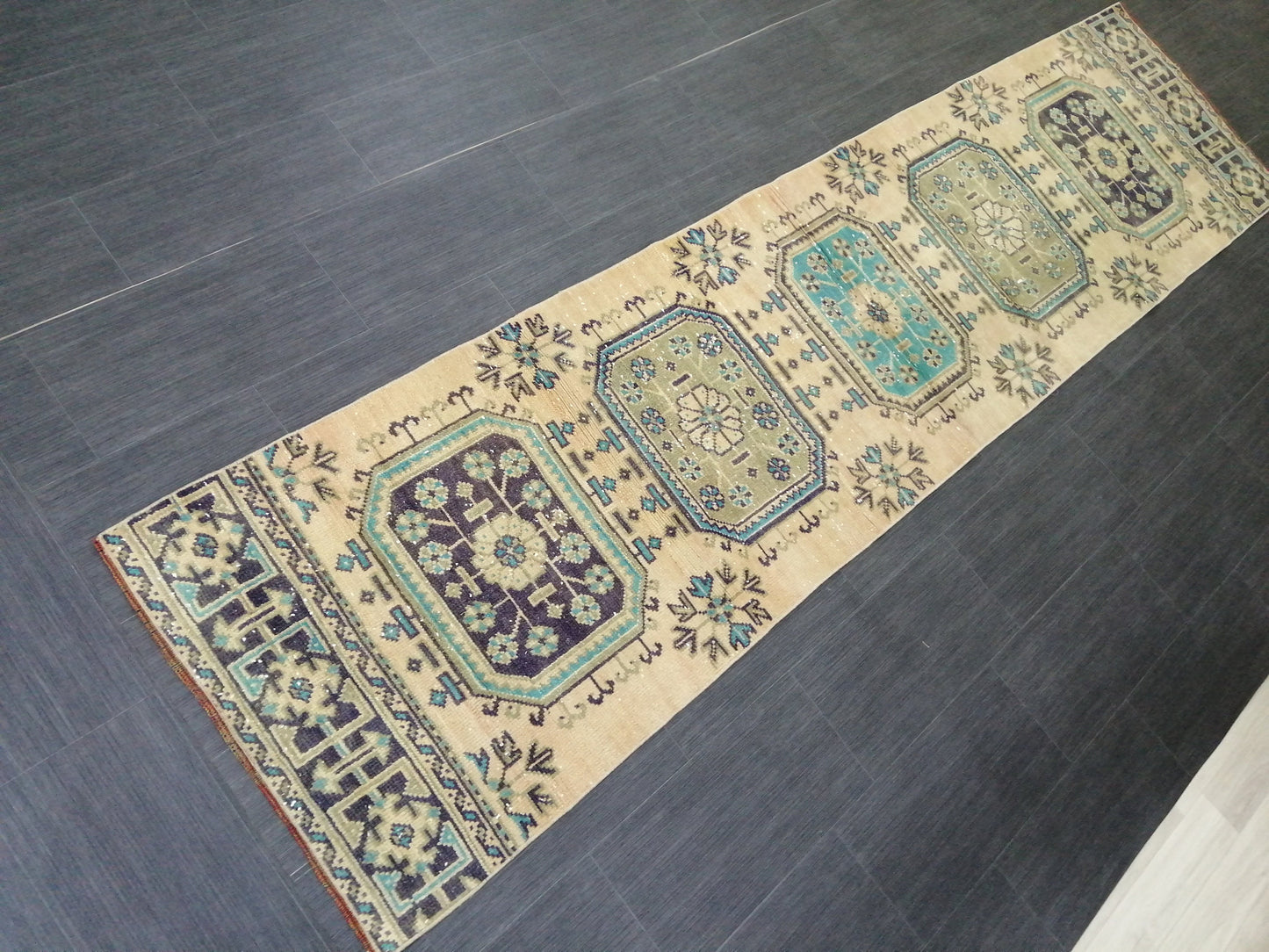 2.5 x 10.4 Oushak Runner Rug Turkish Runner Rug Vintage Runner Rug