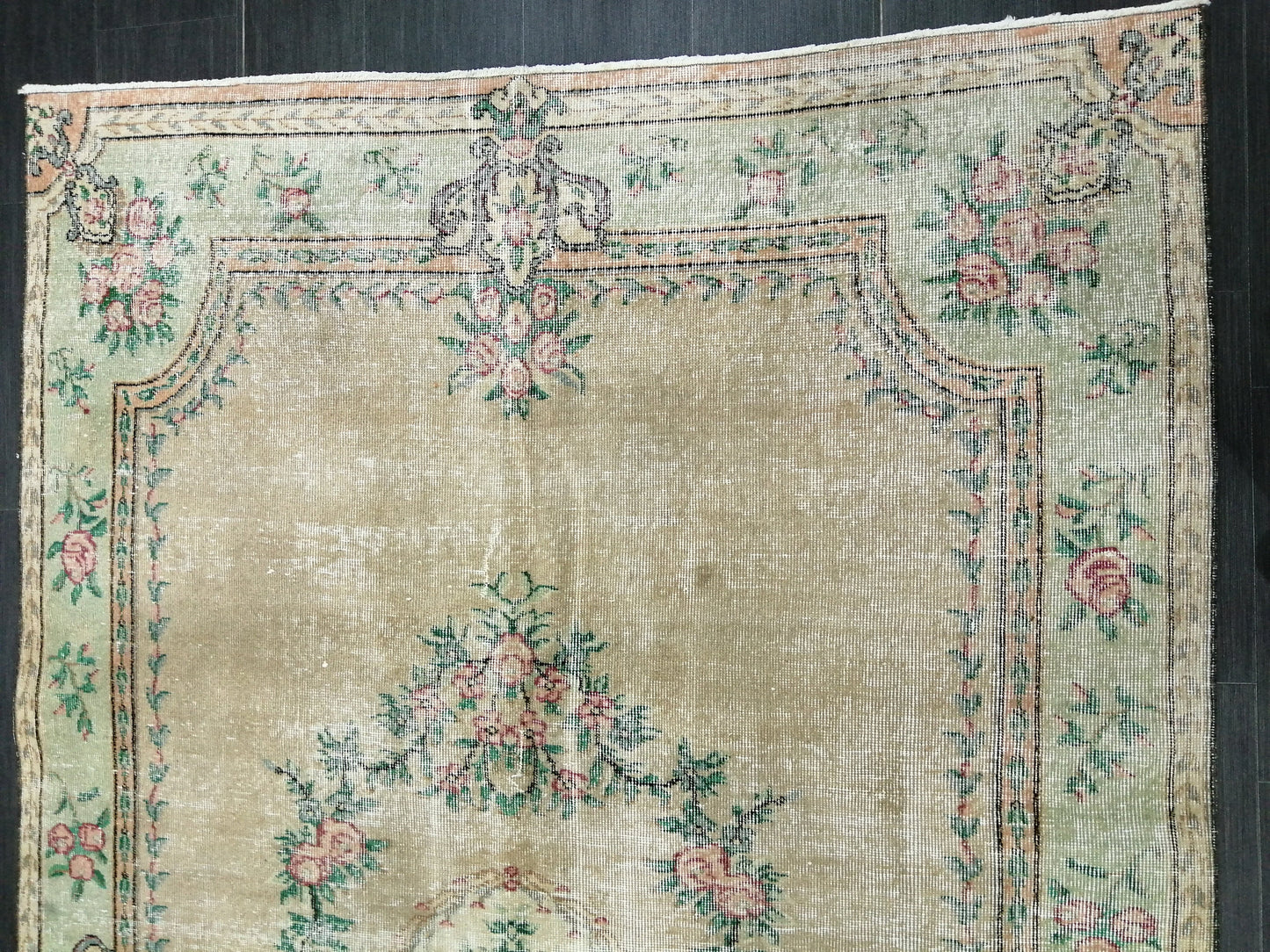 9x5.8 OUSHAK RUG Distressed TURKISH Oushak Rug Vintage Oushak Runner Rug 9x6 Large Rug Wool Oushak Rug Hand Made Rugs Vintage Turkish Rug