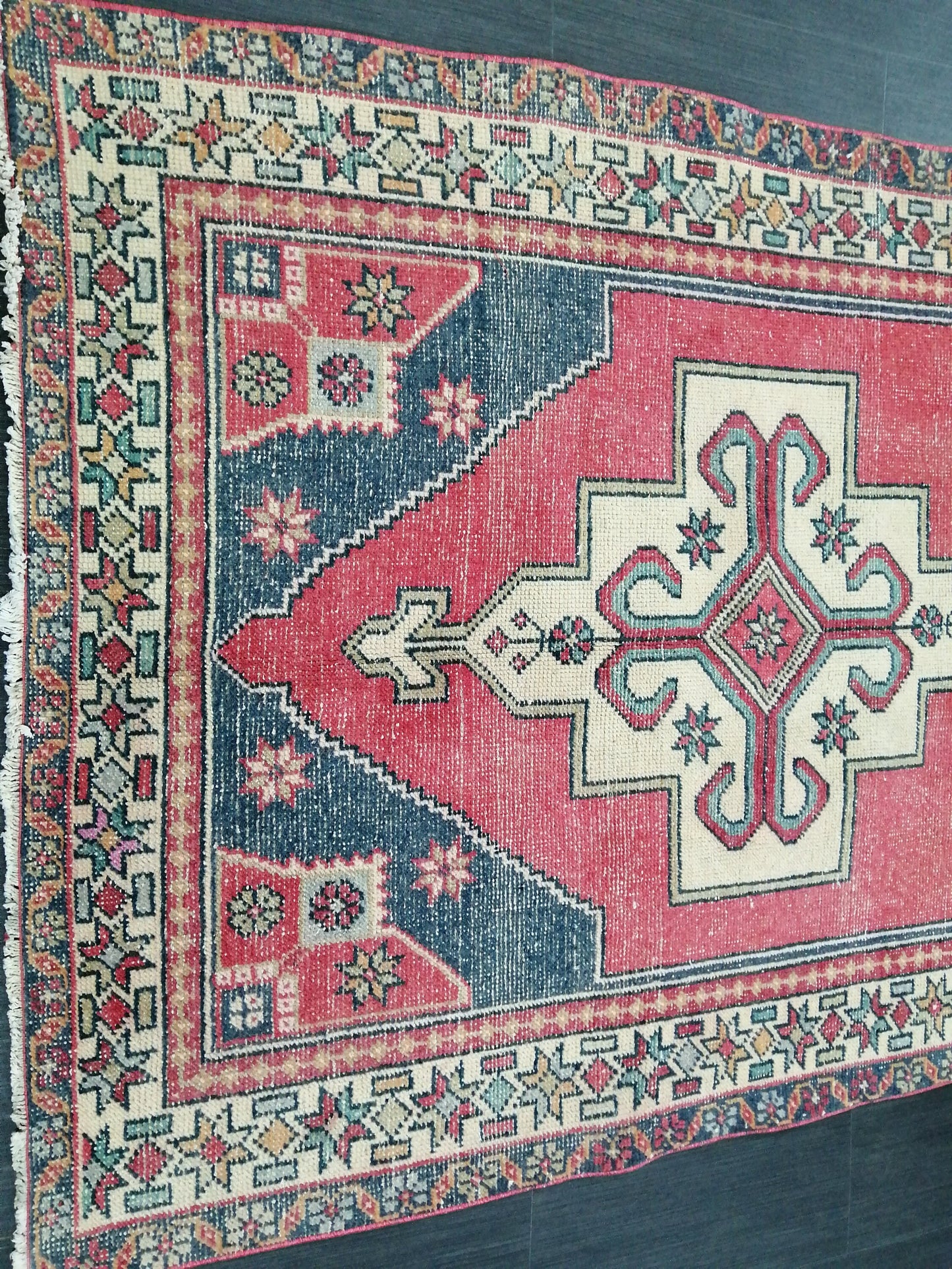 Vintage OUSHAK RUG 8.6 x 4.4 Modern Motifs TURKISH Rug Vintage Modern Rug Vintage Rug Wool Oushak Rug Hand Made Rugs
