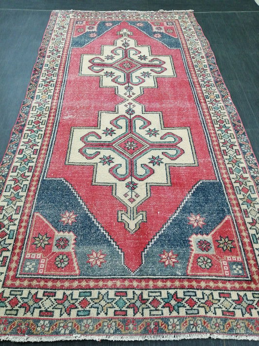 Vintage OUSHAK RUG 8.6 x 4.4 Modern Motifs TURKISH Rug Vintage Modern Rug Vintage Rug Wool Oushak Rug Hand Made Rugs